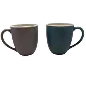 Noritake ColorTrio Mugs Set of 2 Slate Grey Turquoise Blue Fine Porcelain‎ 4396